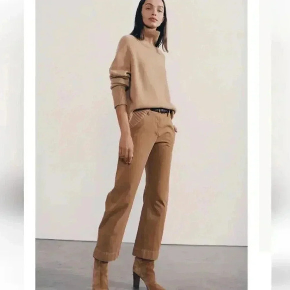 NWT Nili Lotan Tomboy Cuff Wide Leg Utility Pant Trouser in Fawn Tan Size 2 - Picture 8 of 9